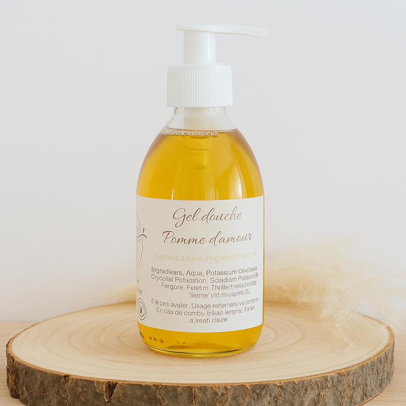 Savon liquide artisanal à l'huile d'olive parfumé avec un isolat naturel de pomme sucrée - peau douce - peau sensible